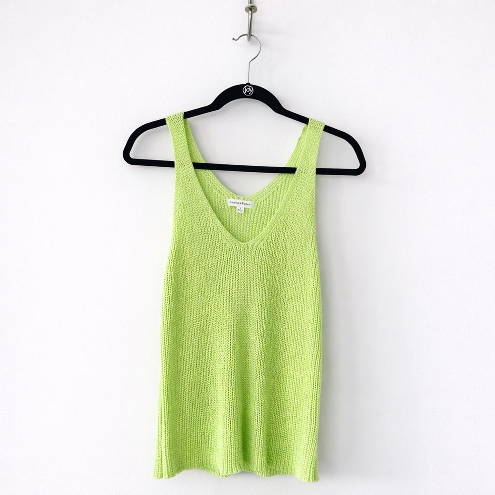 VICI Neon Green Knit Tank Top V Neck Sleeveless Lightweight Summer Small